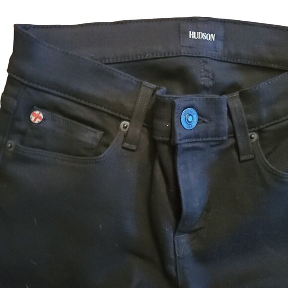 Hudson Krista Low/Mid-Rise Super Skinny Jeans Stretch Denim Raw Hem Black Sz 26 - Picture 5 of 7